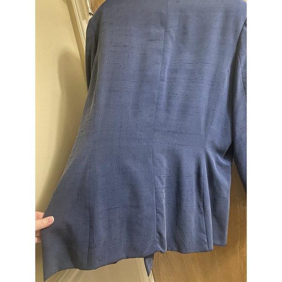 Vintage Silkland 100% Silk Navy Blue Blazer Gold Buttons Oversized Fit Size 14 - Picture 11 of 16